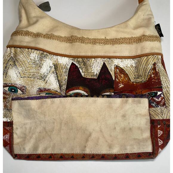 Laurel Burch "Ancestral Cats"  Medium Scoop Top Bag -Cotton Canvas Tote - LB4762 - Picture 5 of 13